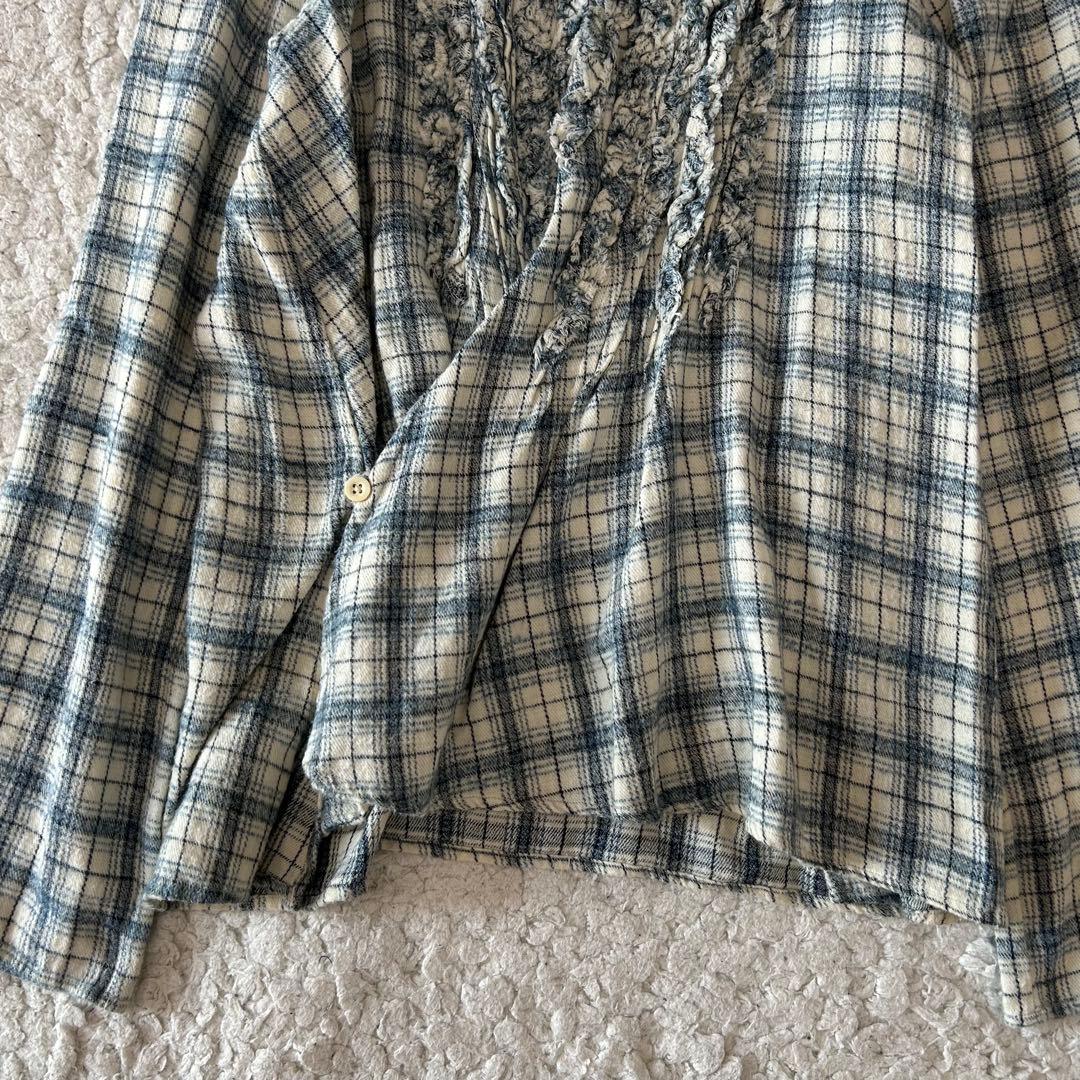 45R umii908 2way カシュクールチェック フリルブラウス