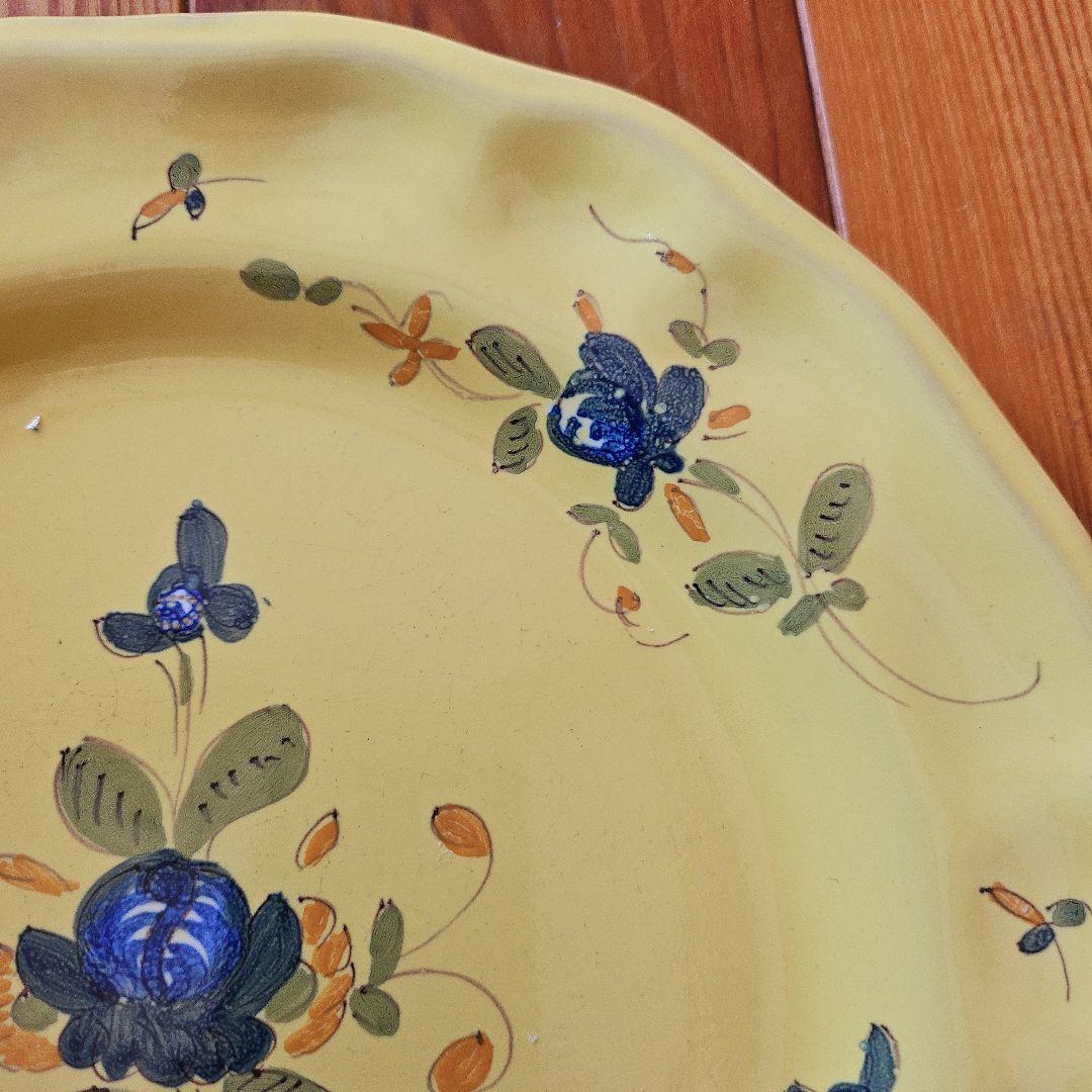 19-20世紀 南フランス 黄釉色絵輪花平皿 伊丹十三の台所