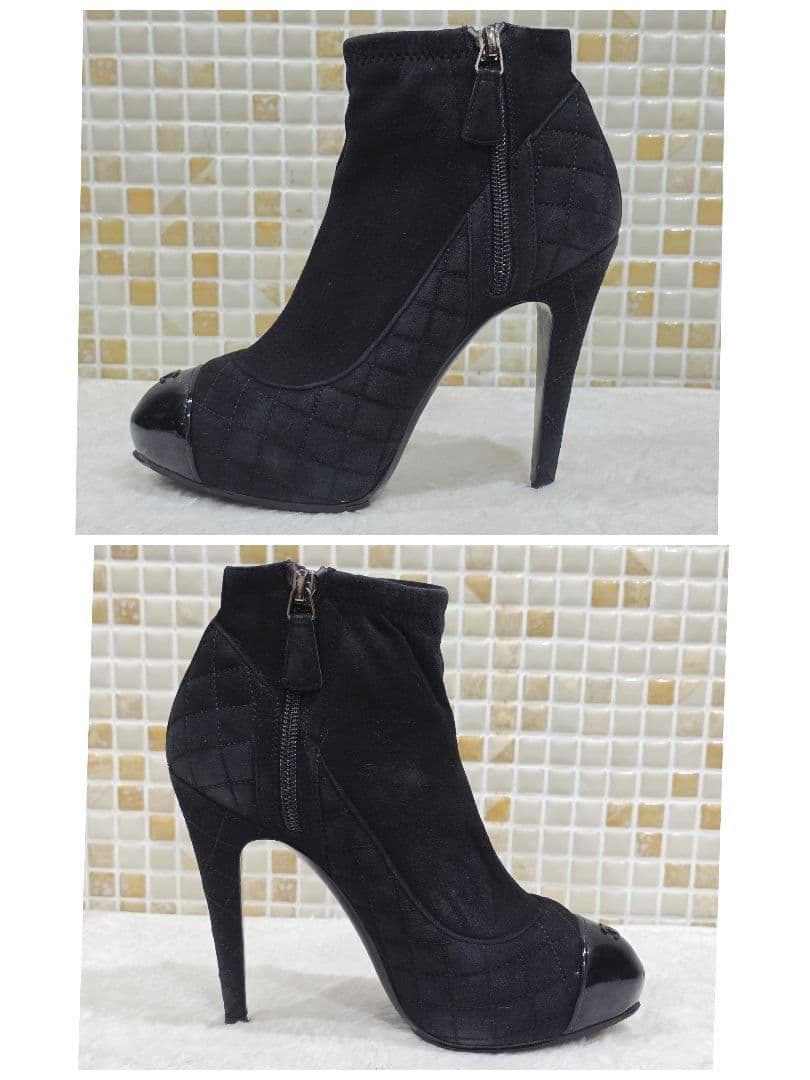 大幅値下CHANELシャネル ココマーク キルティング スエード ショートブーツ