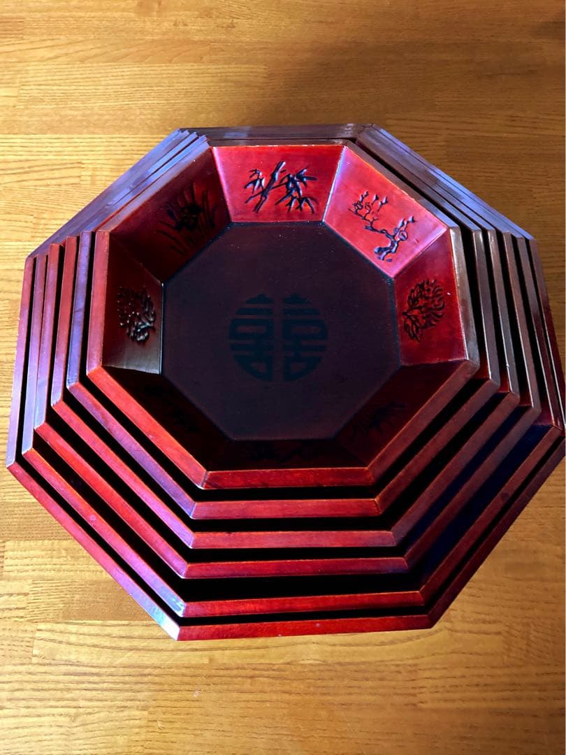 韓国伝統工芸品　螺鈿漆器　八角盛鉢　特許品　향자 ヒャンジャ　6段