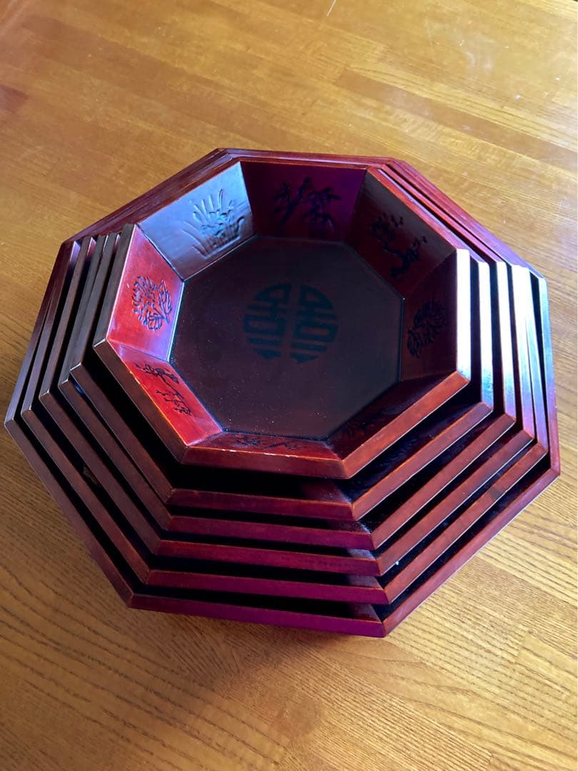 韓国伝統工芸品　螺鈿漆器　八角盛鉢　特許品　향자 ヒャンジャ　6段