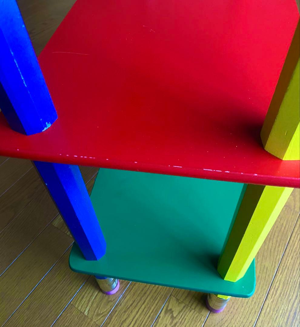 カラフル鉛筆型3段木製ラック 子供部屋 レトロ