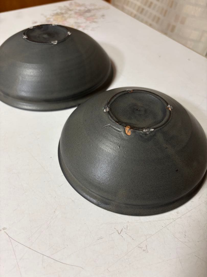 荒楽窯 荒賀文成 黒釉5寸、6寸　鉢　馬たらい皿　2枚　新品