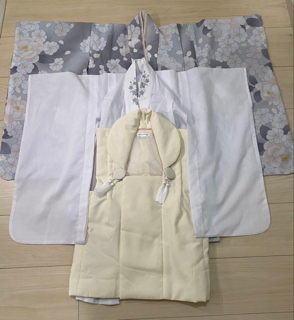 キッズ　和装お揃いコーデ　八重桜ネージュ柄　七五三