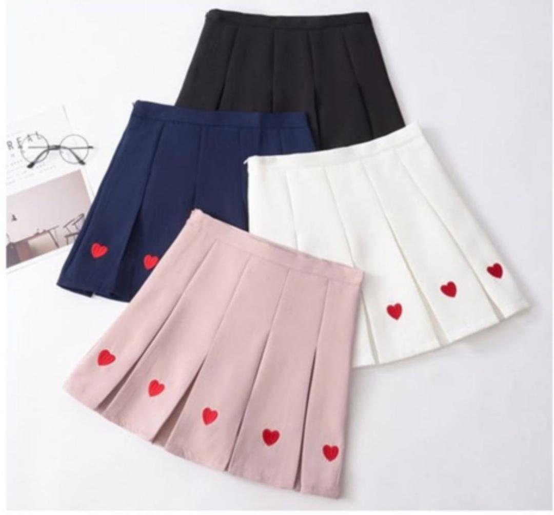 ジャックバニー ボックスプリーツスカート ストライプ 水色 ハート キュロット0