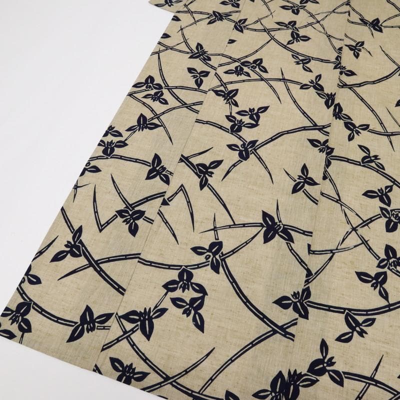 《浴衣■綿紬◆菖蒲の花模様■ベージュ◆木綿■◆夏着物◆US7-14》