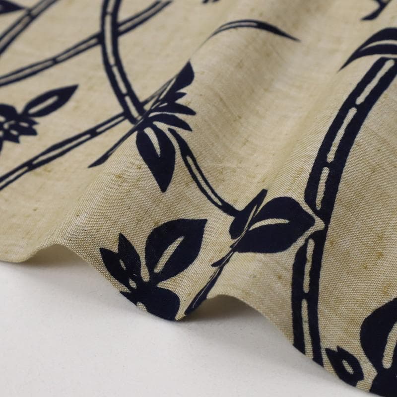 《浴衣■綿紬◆菖蒲の花模様■ベージュ◆木綿■◆夏着物◆US7-14》