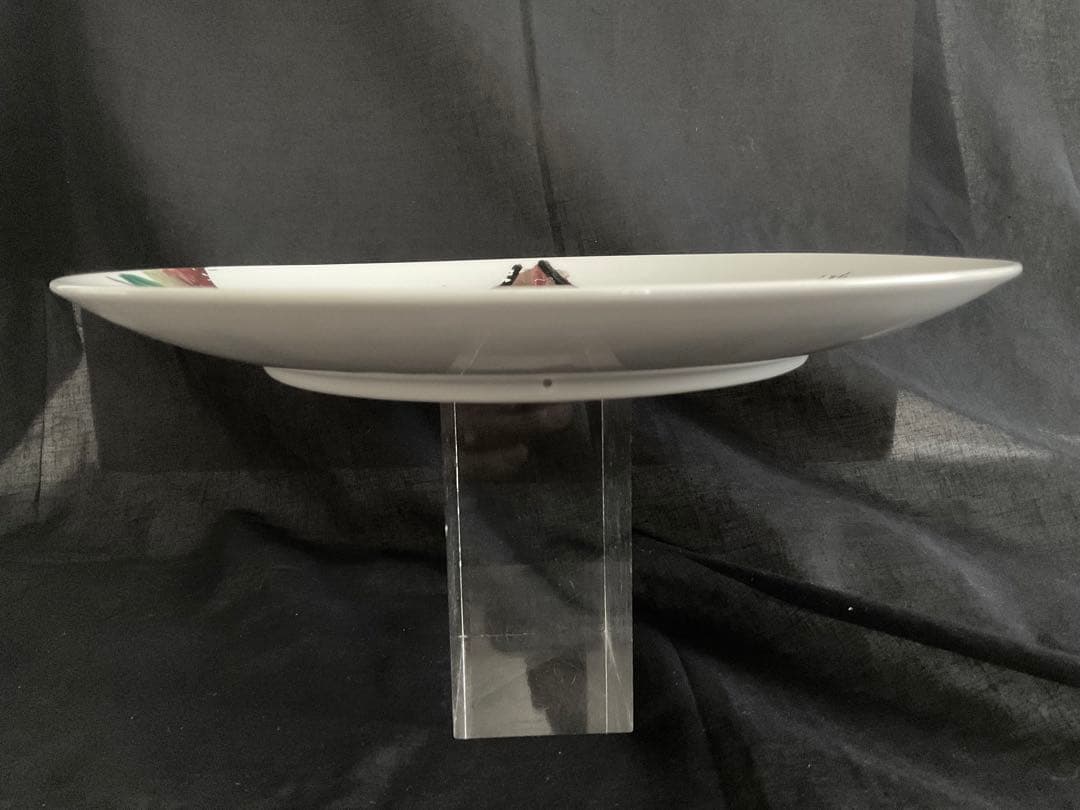 稀少！加山四郎(1900~1972)自筆絵付皿「鰈ほうぼうと鰈の図」供箱入