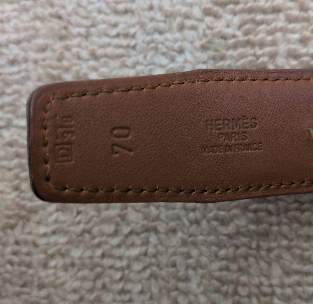 お値下げしました♫　HERMES　リバーシブル ブラック ゴールド ベルト 70