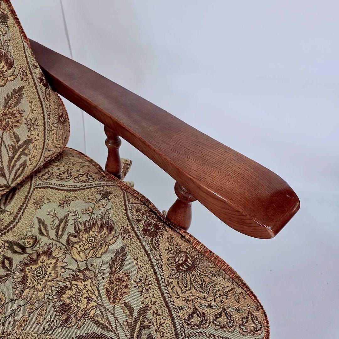 【極美品】柏木工 かしわ 木製アームチェア 2脚セット 花柄 椅子 飛騨家具