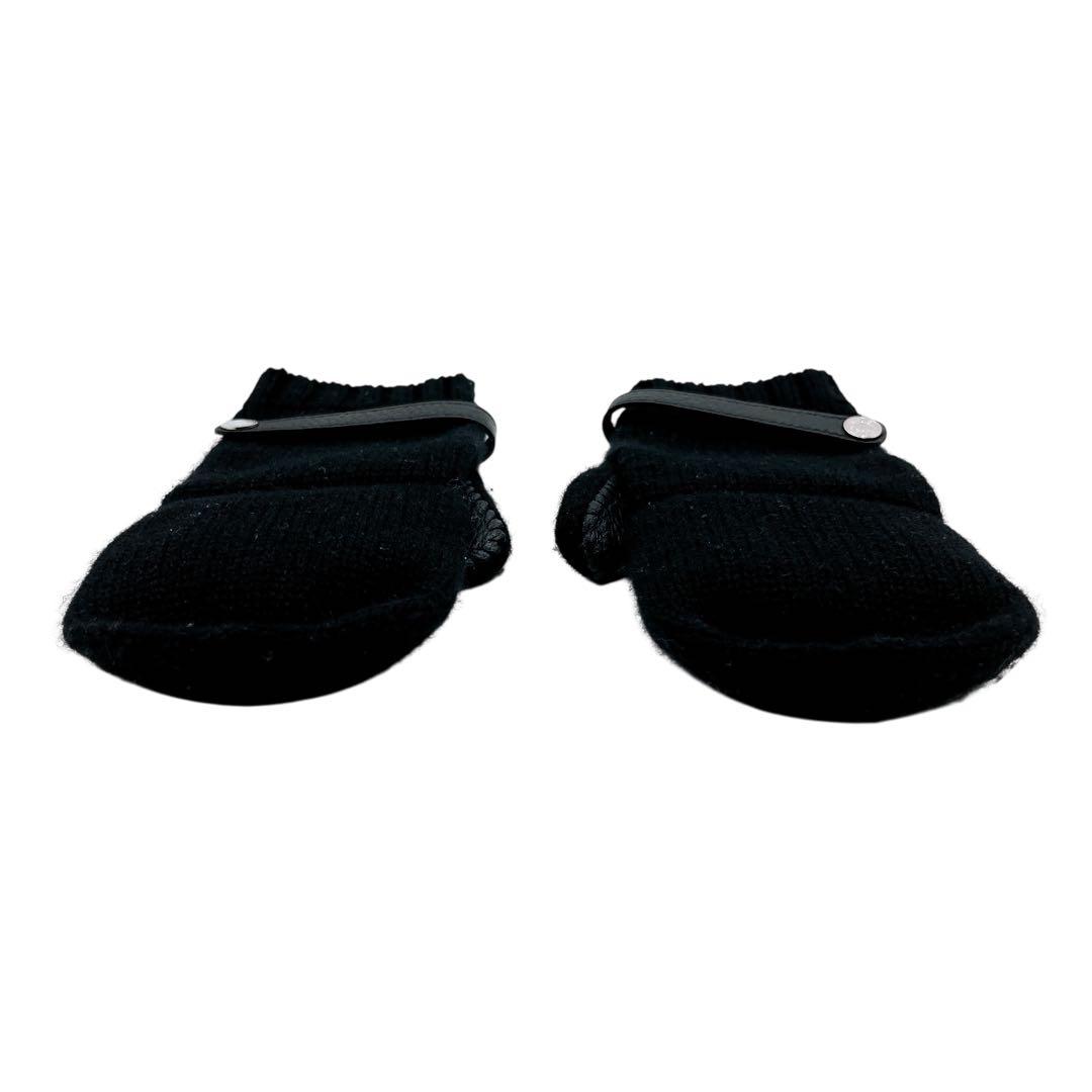 美品 エルメス カシミヤ レザー ボルチモア 手袋 ニット ブラック レディース