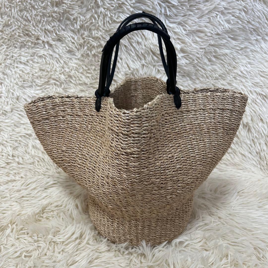 【新品未使用】oddsオッズ　ストロー素材 フラワー型かごバッグ 中型