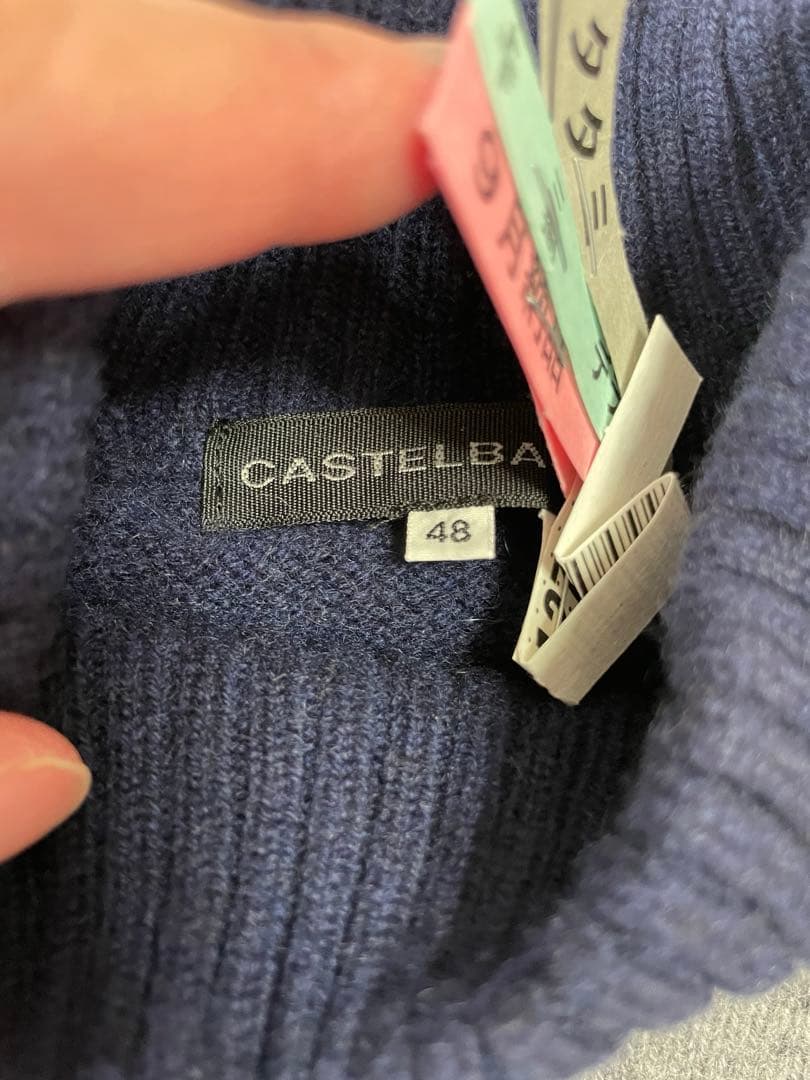 【美品】カステルバジャック★カシミア100% モックネックセーター 48(L)