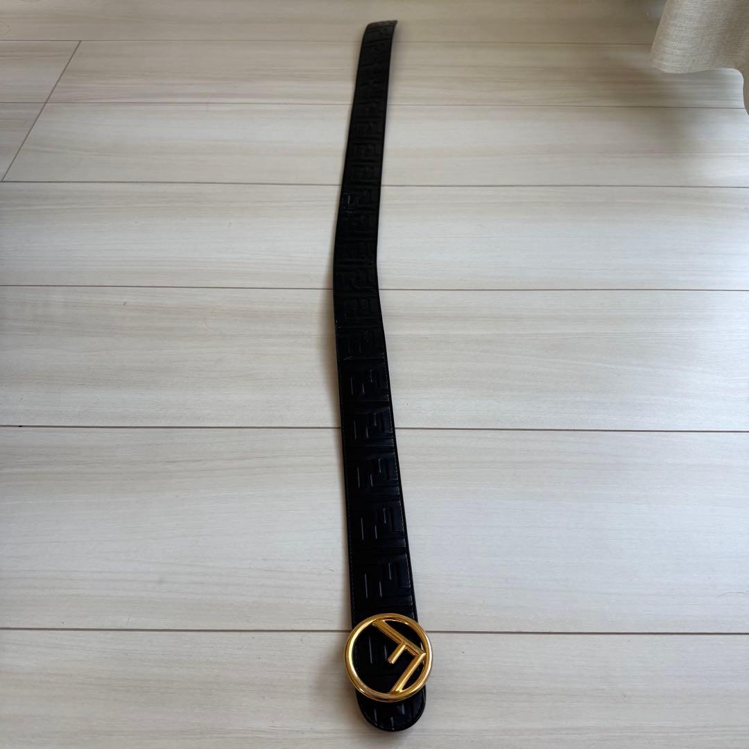 正規品　FENDI フェンディ FFロゴ バックル ベルト ブラック レザー