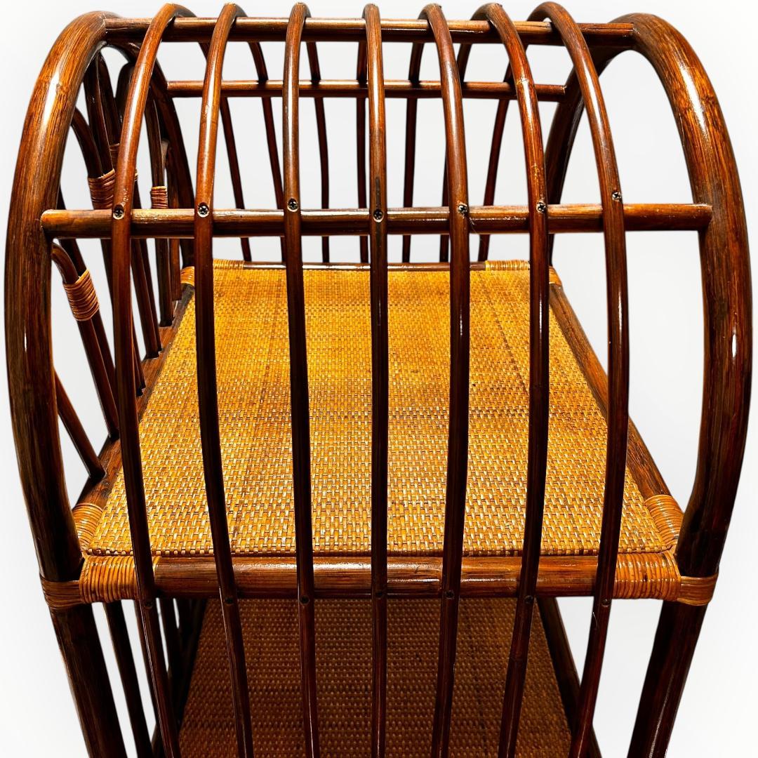 【美品】ラタン アーチ型 5段シェルフ 引き出し付き 籐家具 ヴィンテージ