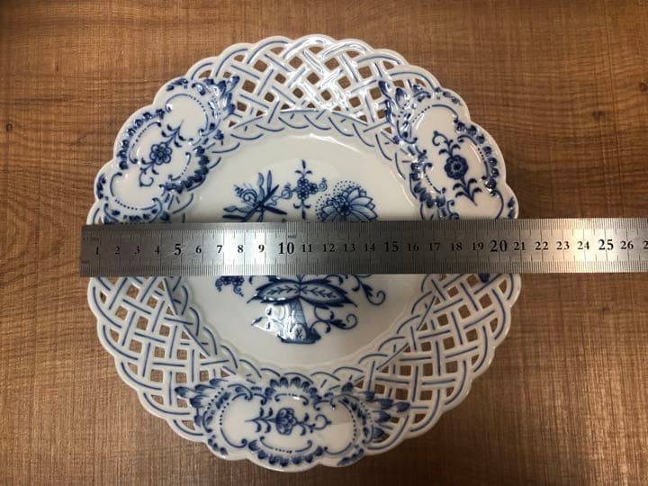 マイセン　ブルーオニオン　21cm 透かしプレート コンポート