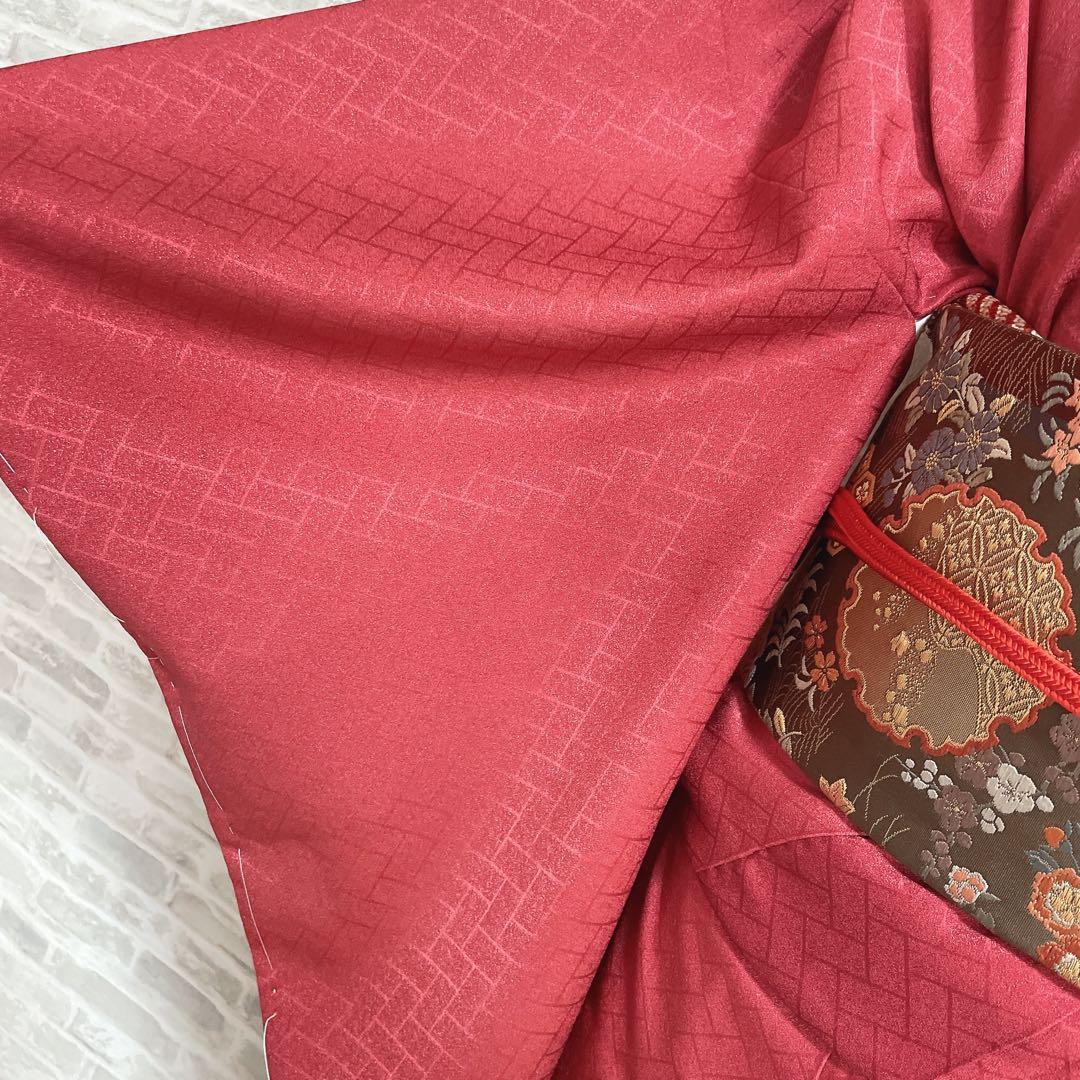 訪問着　フルセット　桧垣地紋　花丸紋　艶やか　着物　付け下げ　I6