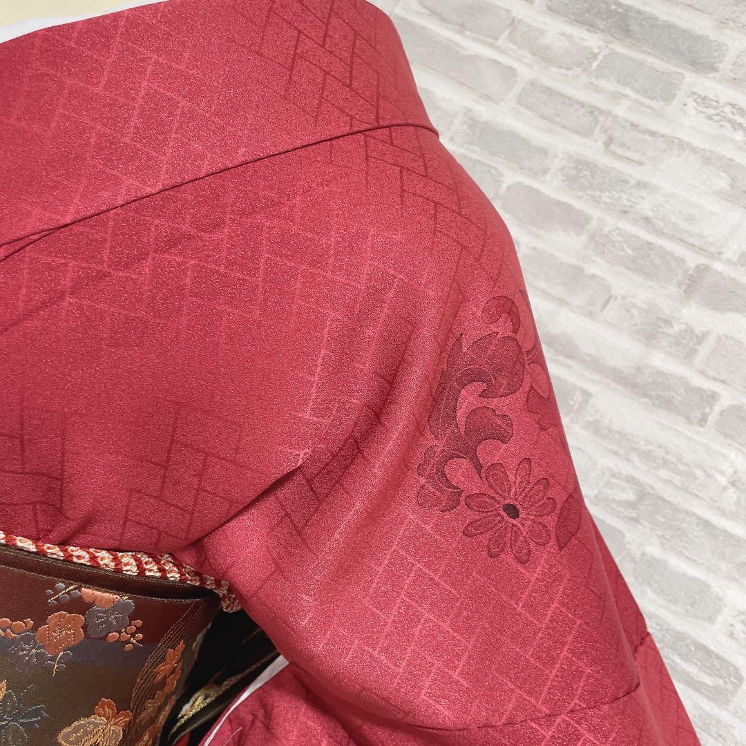 訪問着　フルセット　桧垣地紋　花丸紋　艶やか　着物　付け下げ　I6