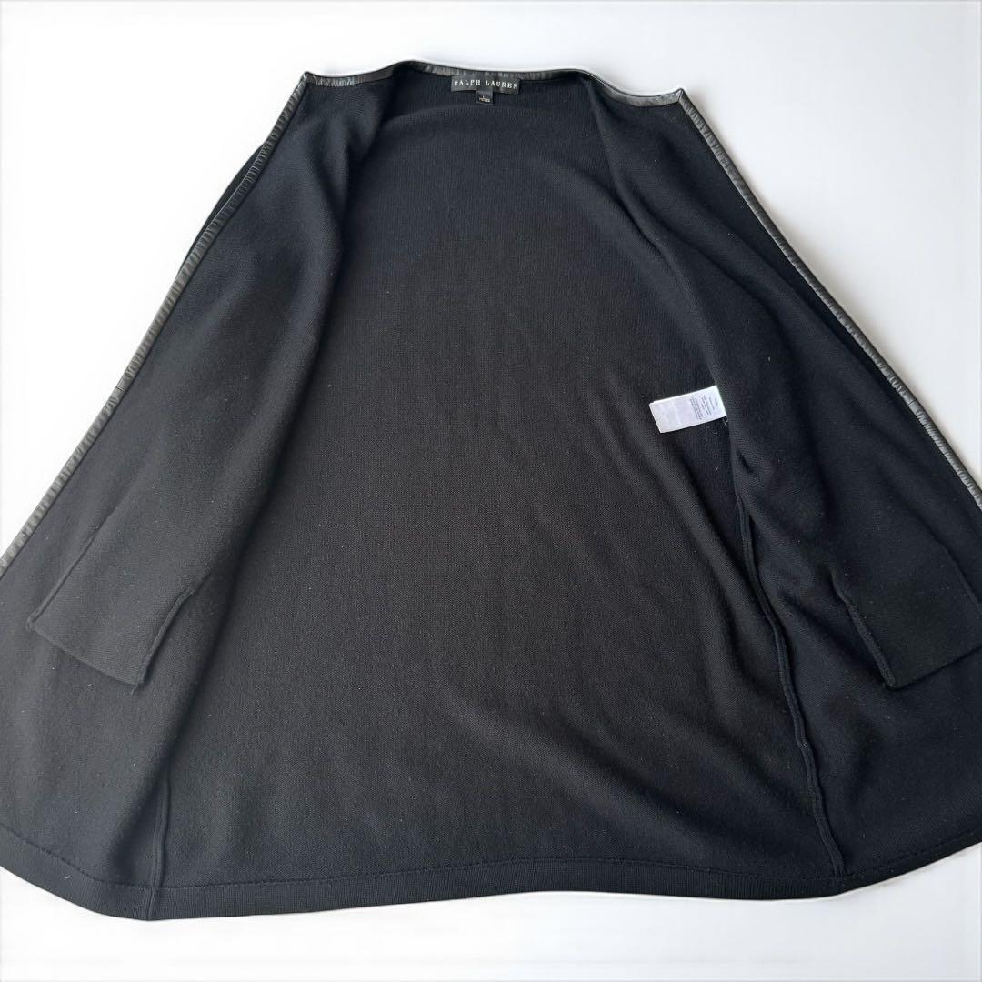 ラルフローレンブラックレーベル　カシミヤ100% レザーパイピング　ニットコート