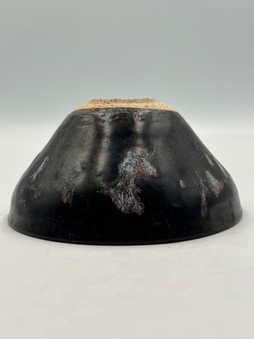 ★0008宋時代 吉洲窯 黑釉白彩双鳳天目茶碗★茶道具 茶器 唐物天目