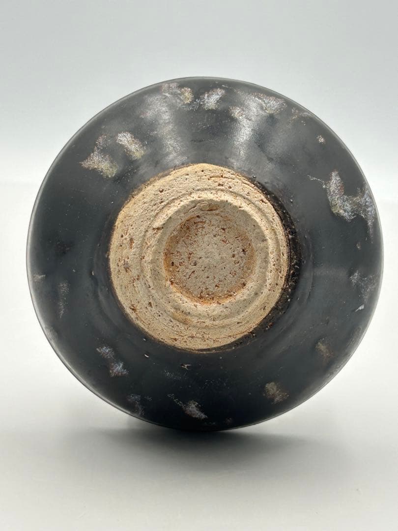 ★0008宋時代 吉洲窯 黑釉白彩双鳳天目茶碗★茶道具 茶器 唐物天目