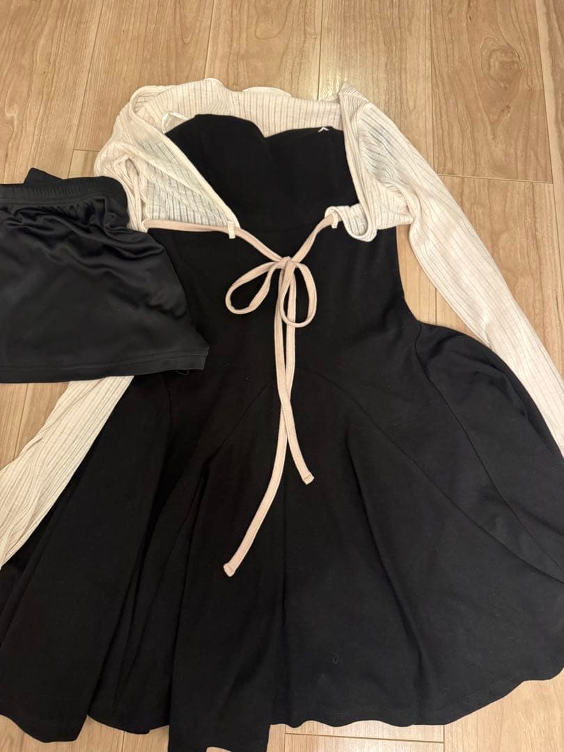 ワンピース andmary Lona ribbon mini dress black