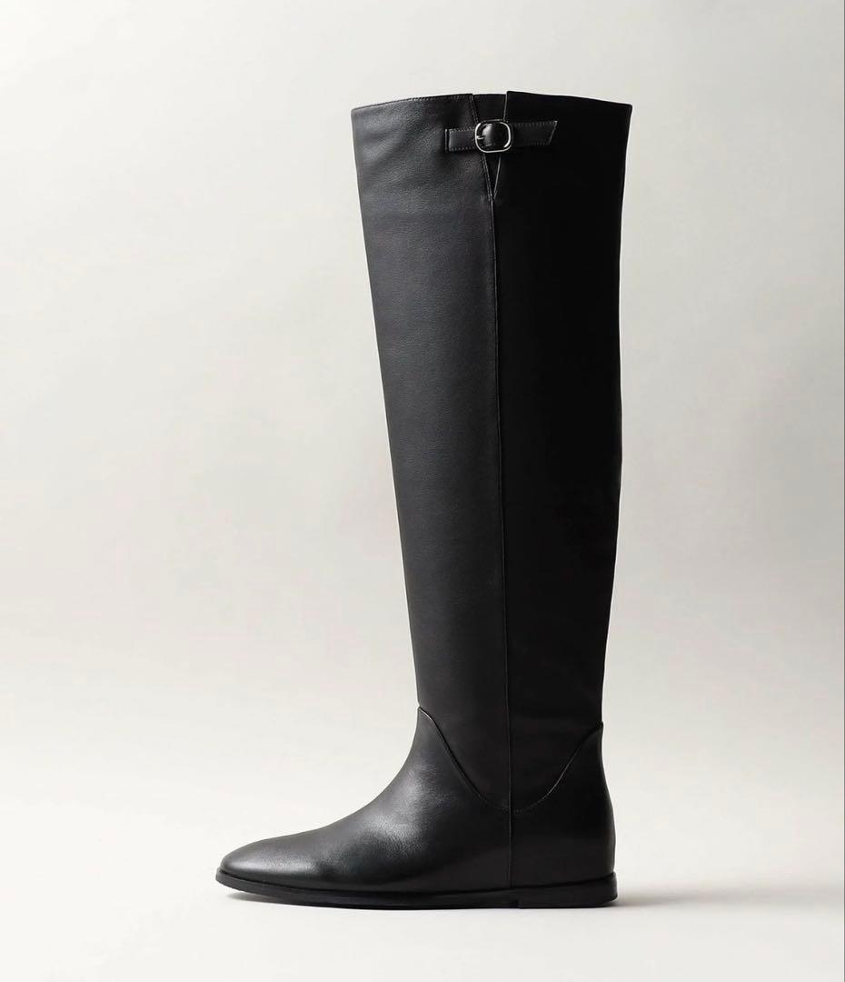 ODETTE E ODILE サイドトップベルト ロングブーツ 黒 23.5cm