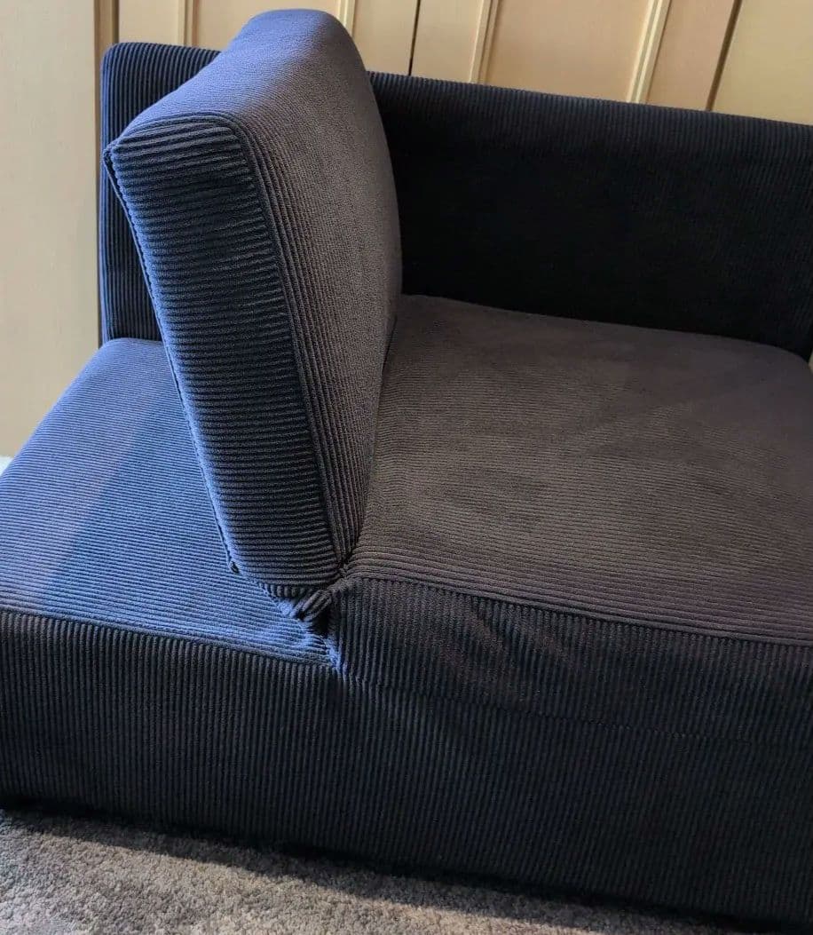 カウチソファーベッド　ダークブルー 肘付き