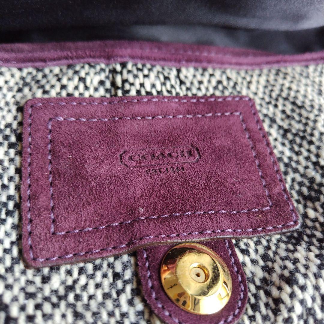 コーチ　ツイードリボンハンドショルダーバッグ