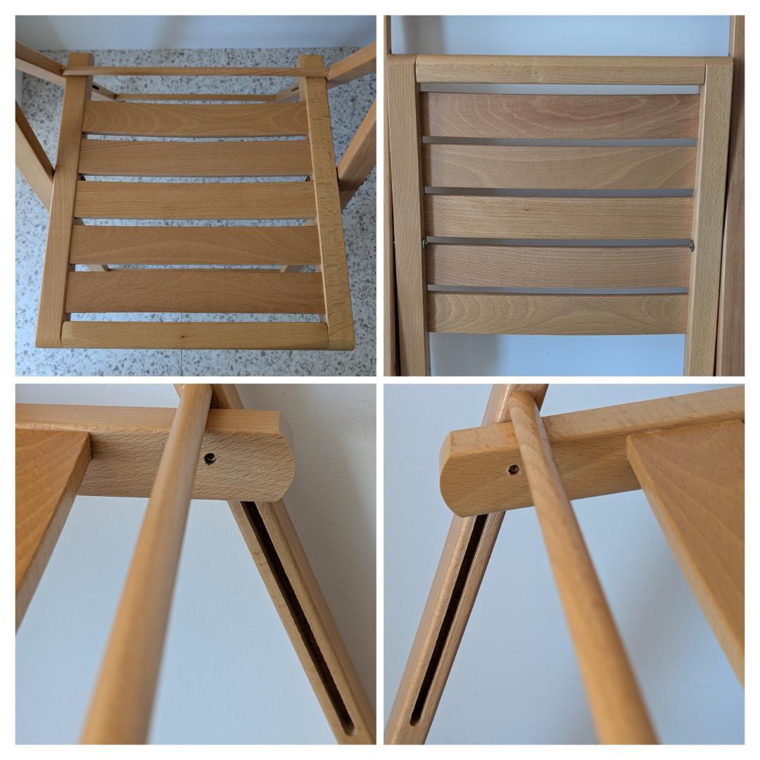 90s ビンテージ 無印 イタリア製 ブナ材 折りたたみチェア 2脚セット 美品