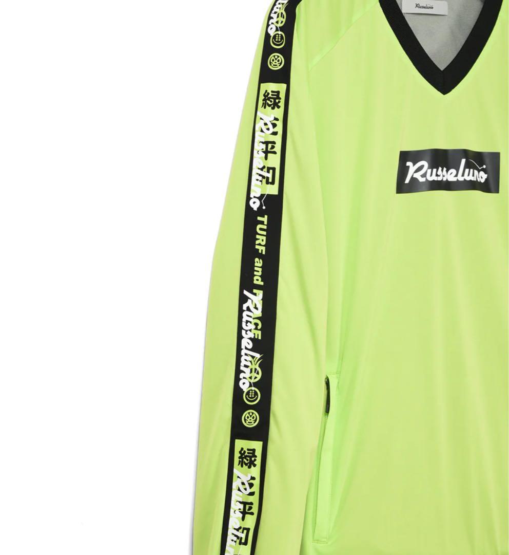 Kusseluno 蛍光グリーン Vネック トレーナー