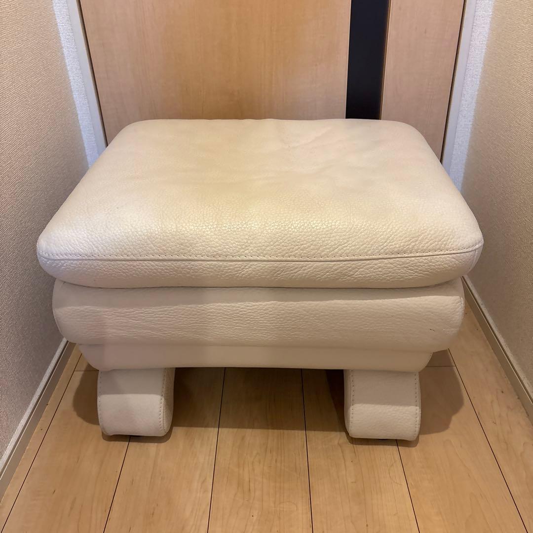 IDC大塚家具 L/SComfort-03 総革 オットマン スツール 白