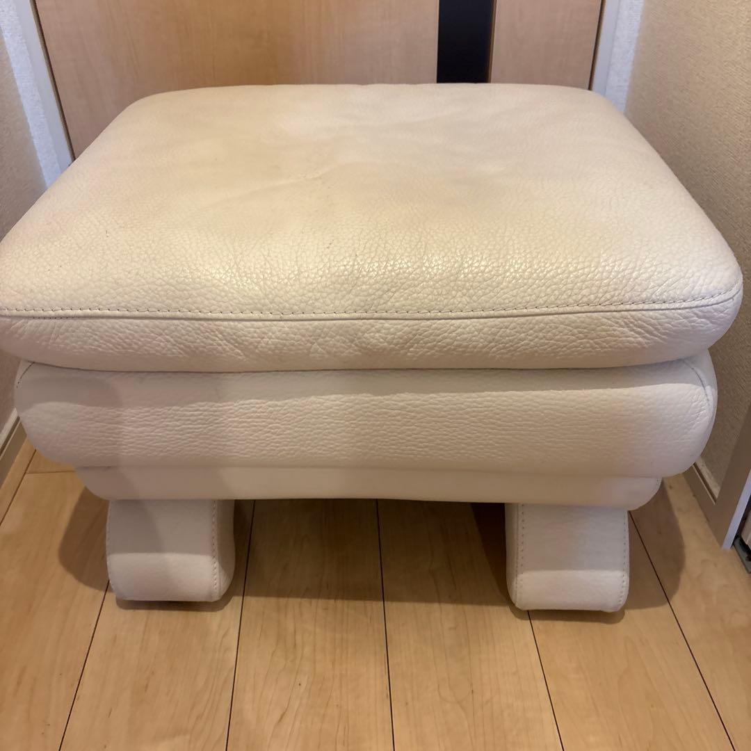 IDC大塚家具 L/SComfort-03 総革 オットマン スツール 白