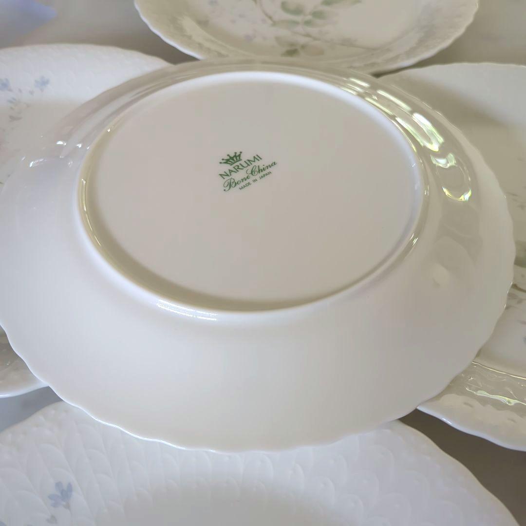 ナルミ　シルキーホワイト　エイプリルローズ　ディナープレート皿　27cm 5枚