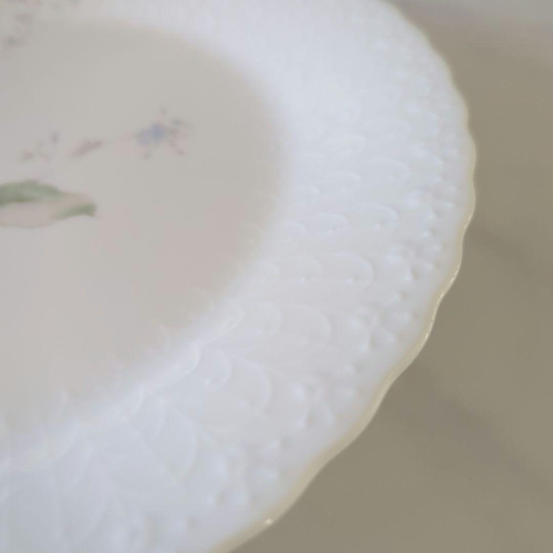 ナルミ　シルキーホワイト　エイプリルローズ　ディナープレート皿　27cm 5枚