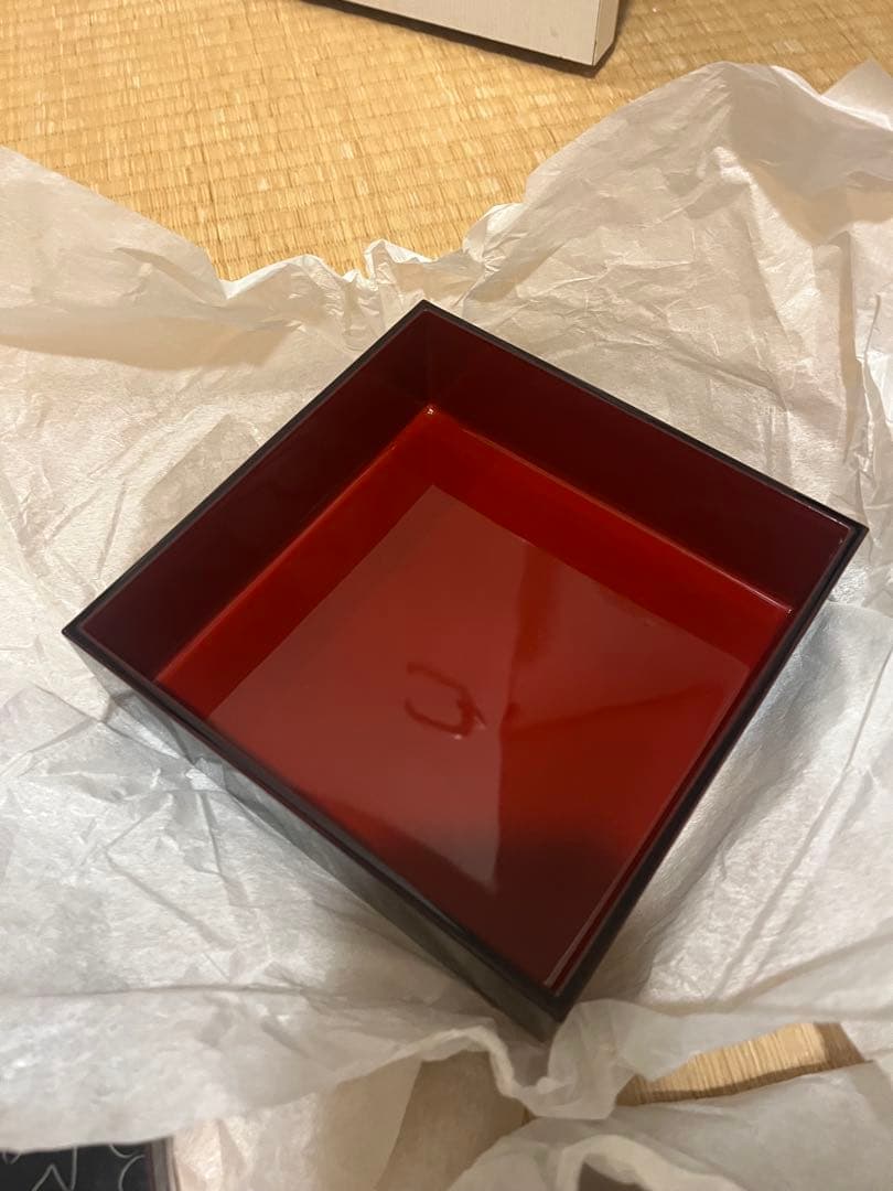 越前漆器　重箱　3段　プラチナ牡丹　牡丹