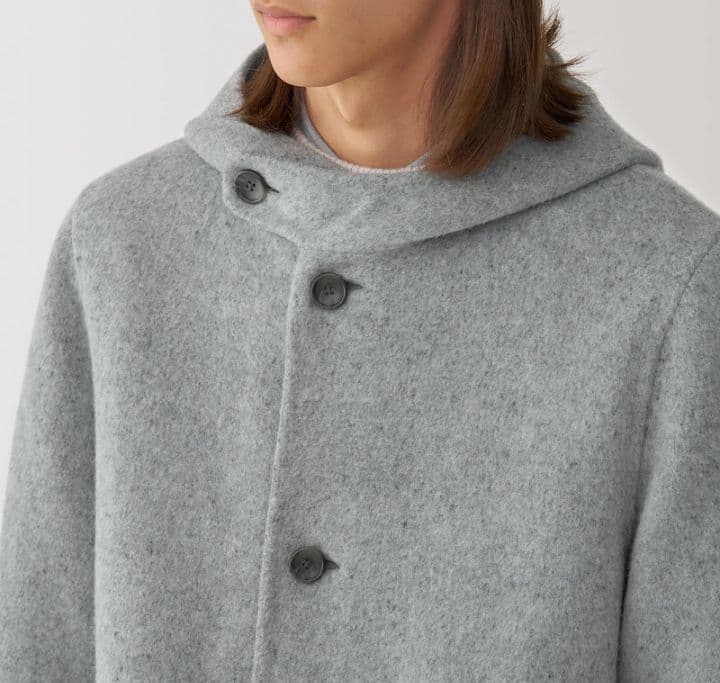 MUJI Labo 紳士 カシミヤ混ダッフルコート ライトグレー XL