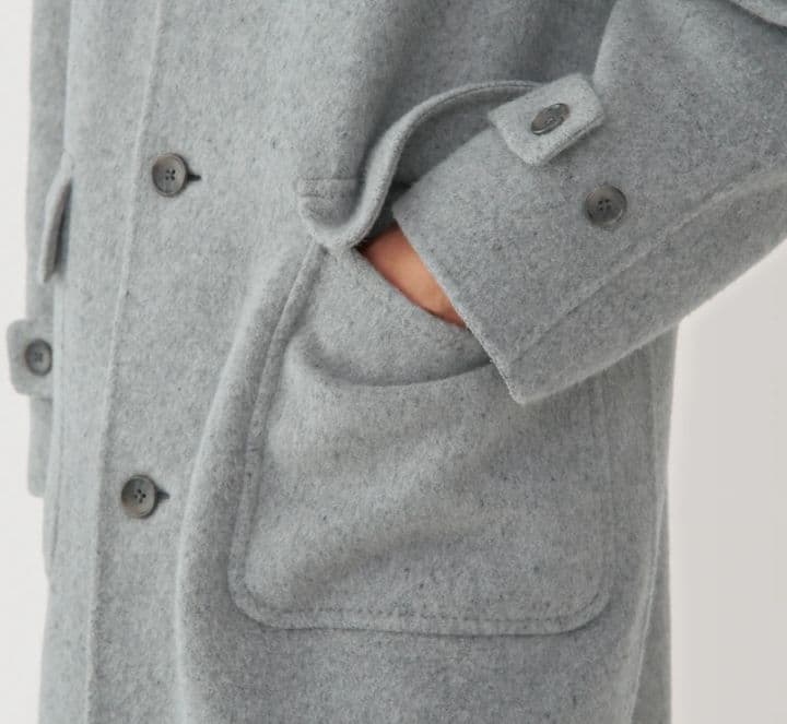 MUJI Labo 紳士 カシミヤ混ダッフルコート ライトグレー XL