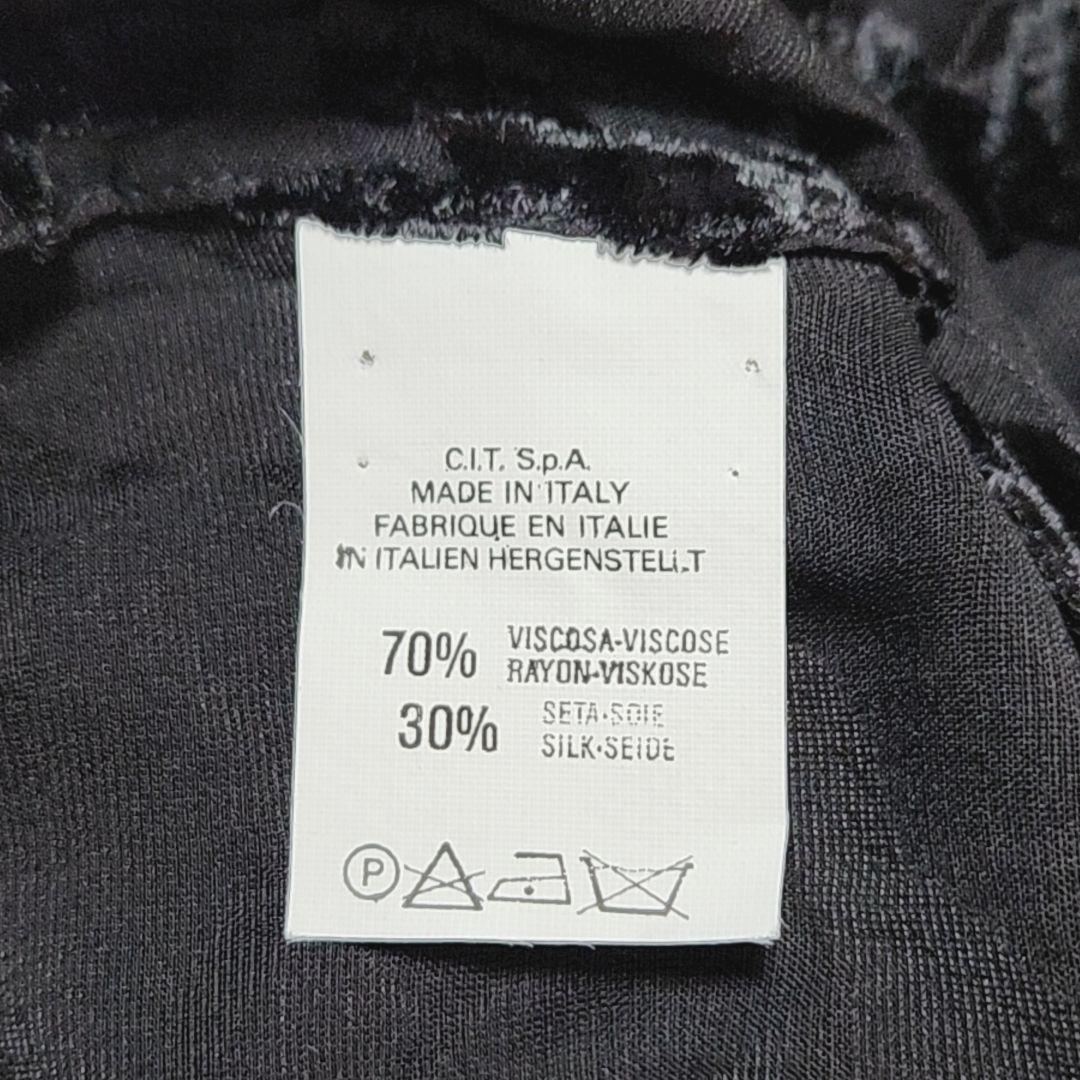 ジョルジオ・アルマーニ イタリア製 シルク使用 ベロアフラワー柄シアーシャツ 黒