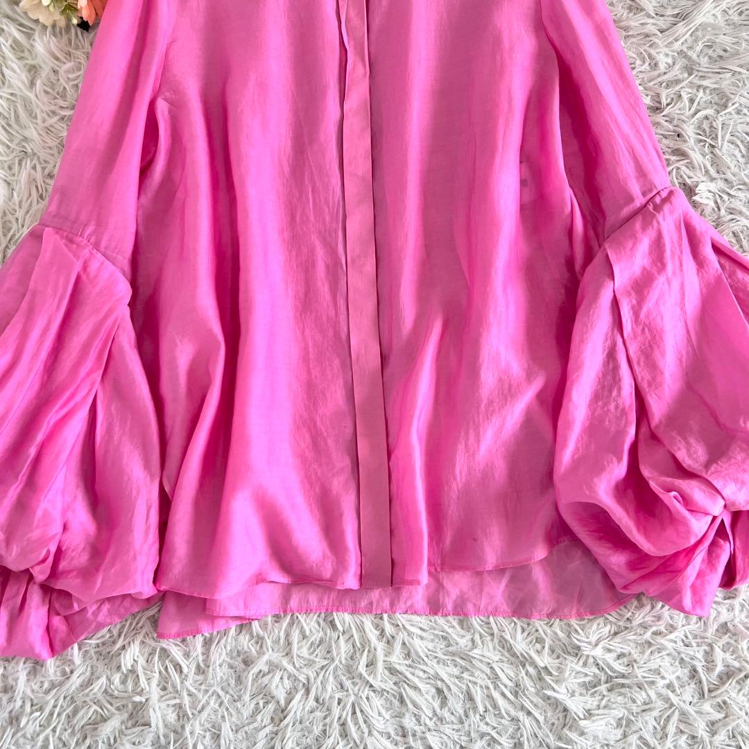 LE PHIL ルフィル シアー ローン ボリューム スリーブ ブラウス ピンク