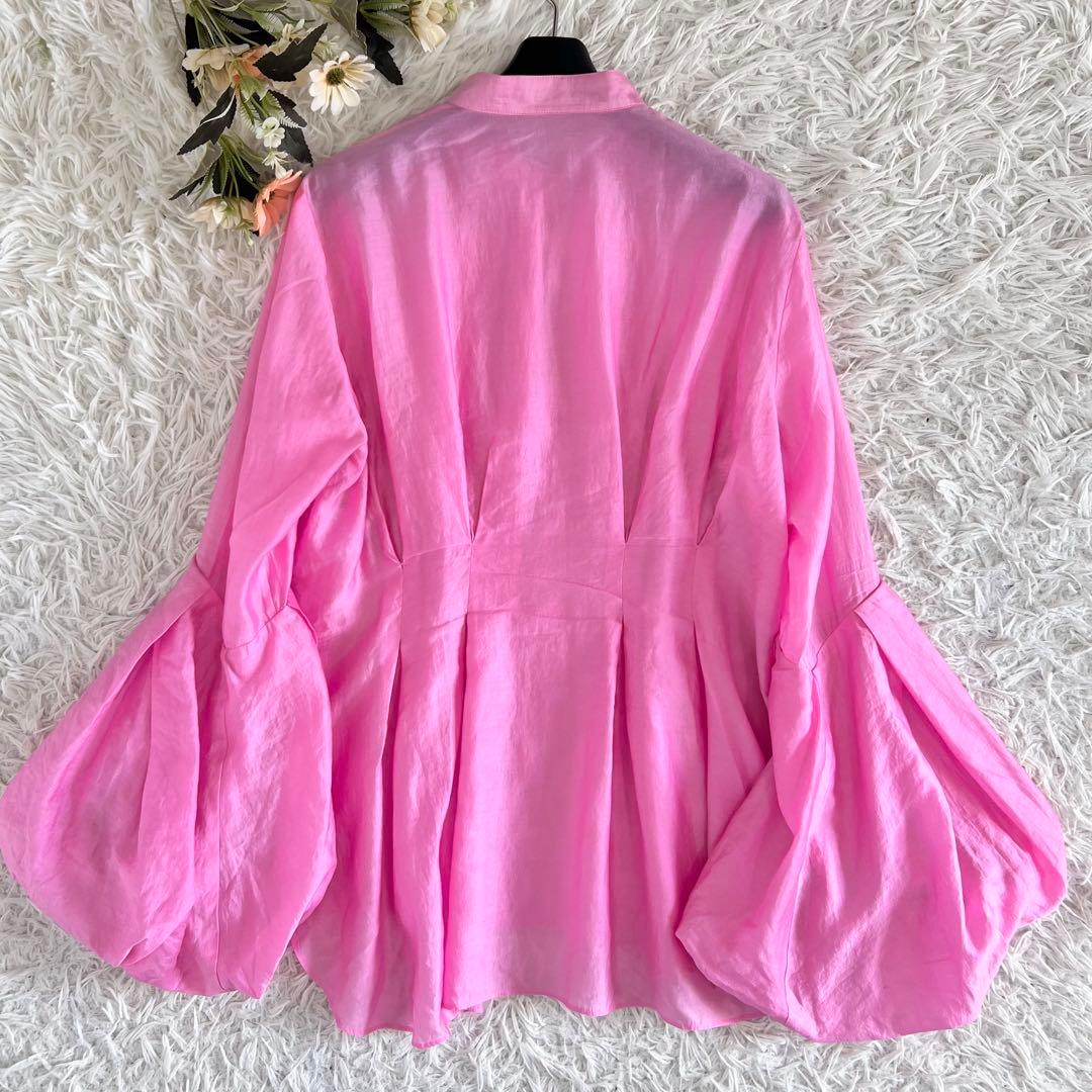 LE PHIL ルフィル シアー ローン ボリューム スリーブ ブラウス ピンク