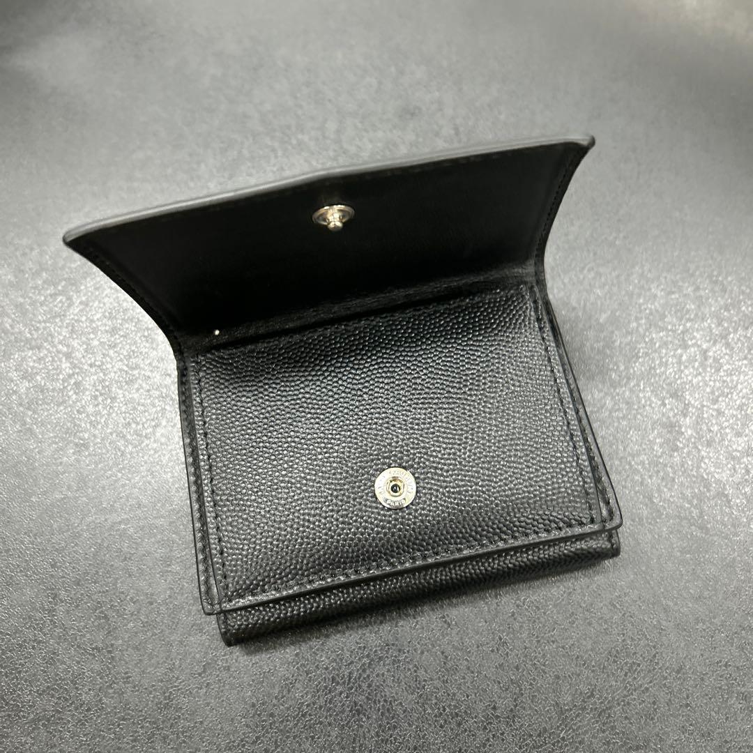 SAINT LAURENT 黒 レザー 三つ折財布