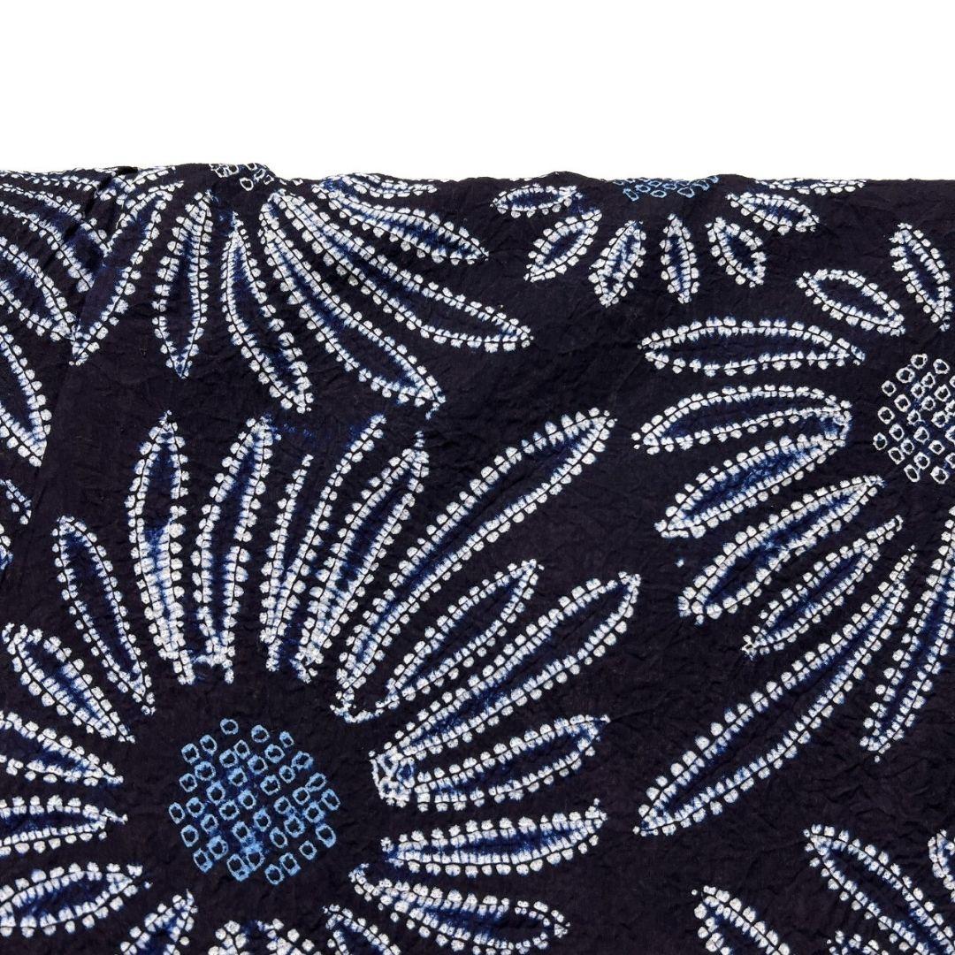 向日葵　花模様　藍染　浴衣　有松鳴海絞り　着物　035a p