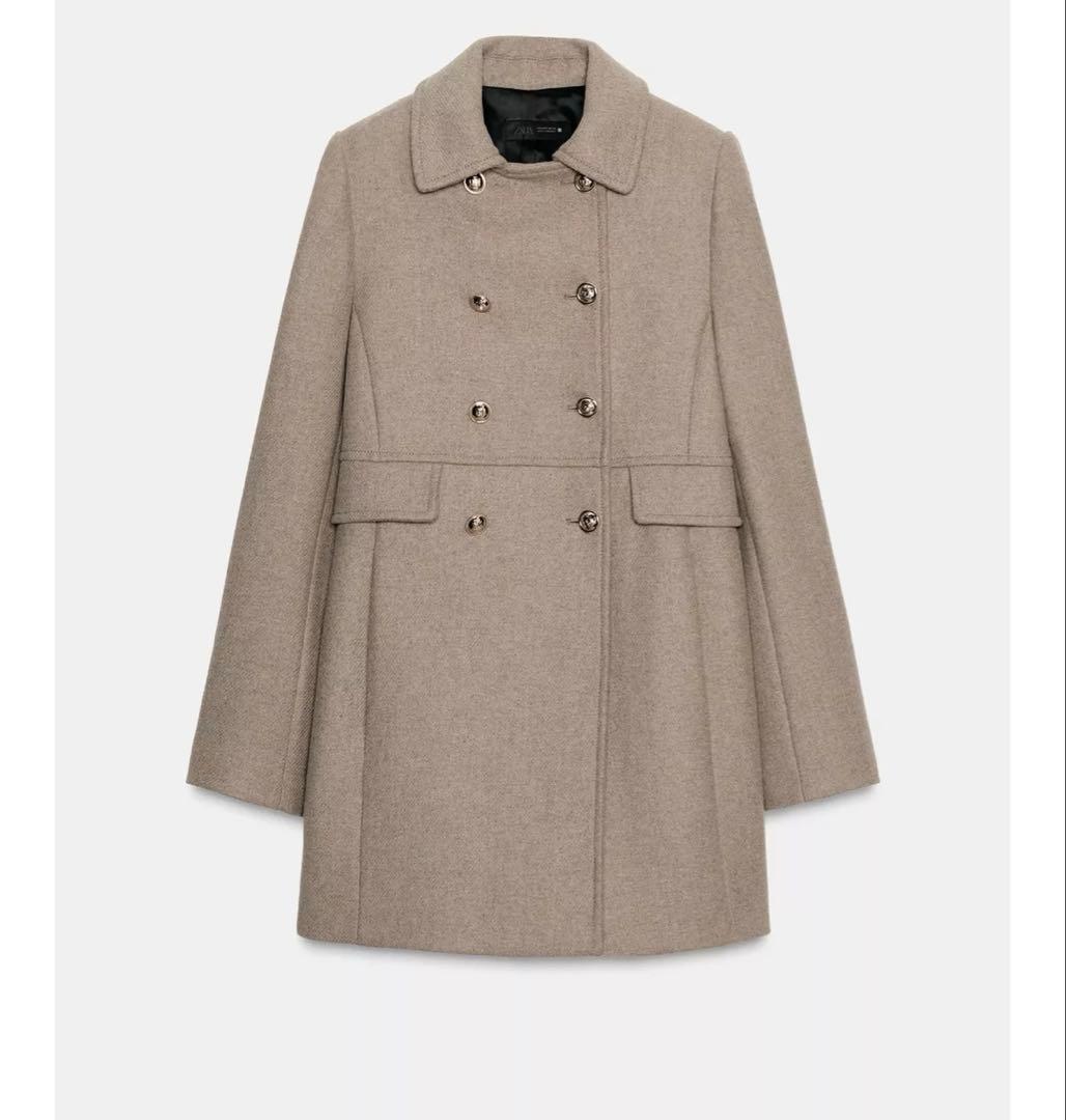 タグ付き新品★ZARAのウール混紡ショート丈ダブルブレストコート★XSサイズ