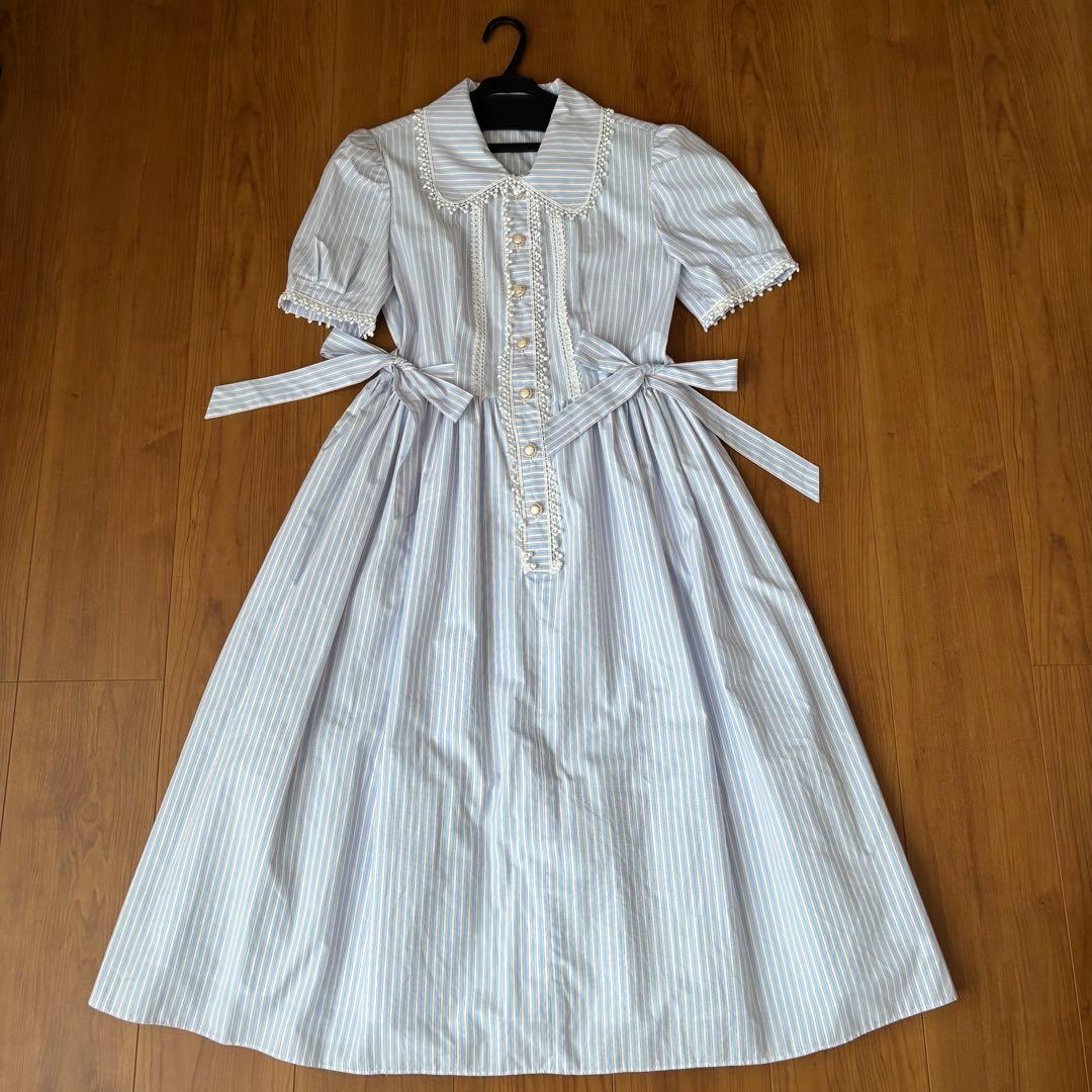 【極美品】MILK ムーンライトドレス ワンピース ミルク サックスストライプ