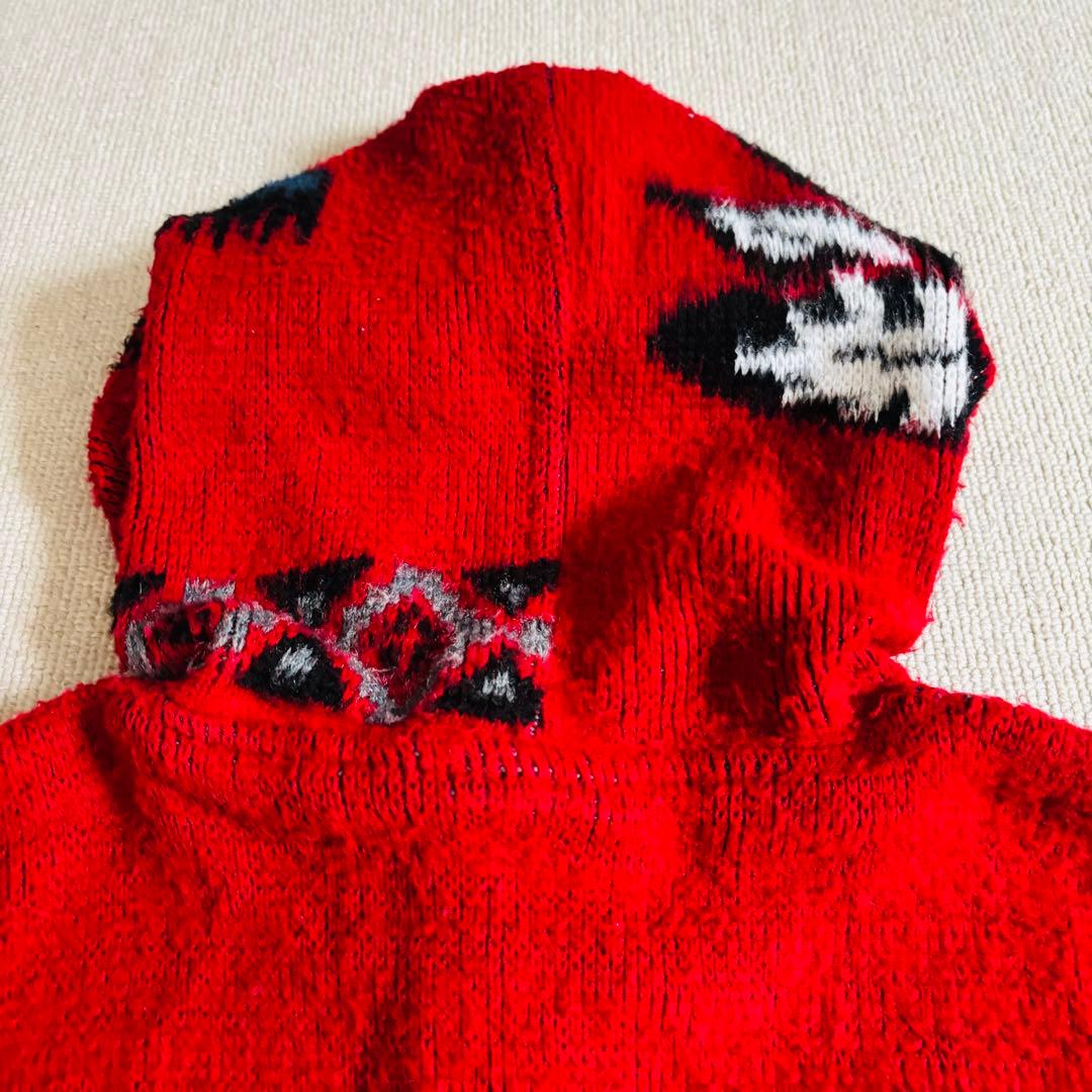 90s ヴィンテージ　エクアドルニット　ジップパーカー　総柄　イーグル　希少　L