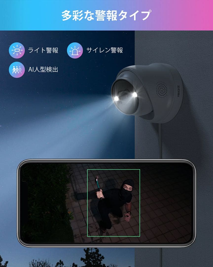 ZOSI ゾシ 防犯カメラ 7個 レコーダーセット 4K 800万画素 AI検知