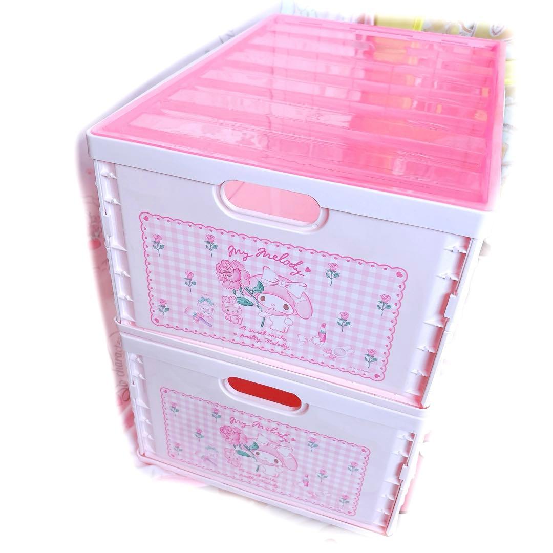 マイメロディ ふた付き折りたたみコンテナ Lサイズ 収納 ボックス ケース 希少
