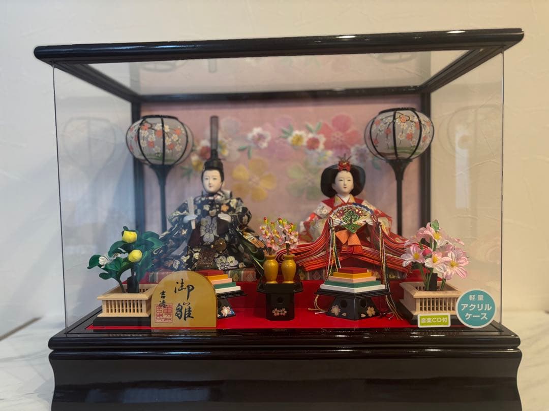【早い者勝ち】雛人形 ★花盛・親王アクリルケース飾り/CD付き！