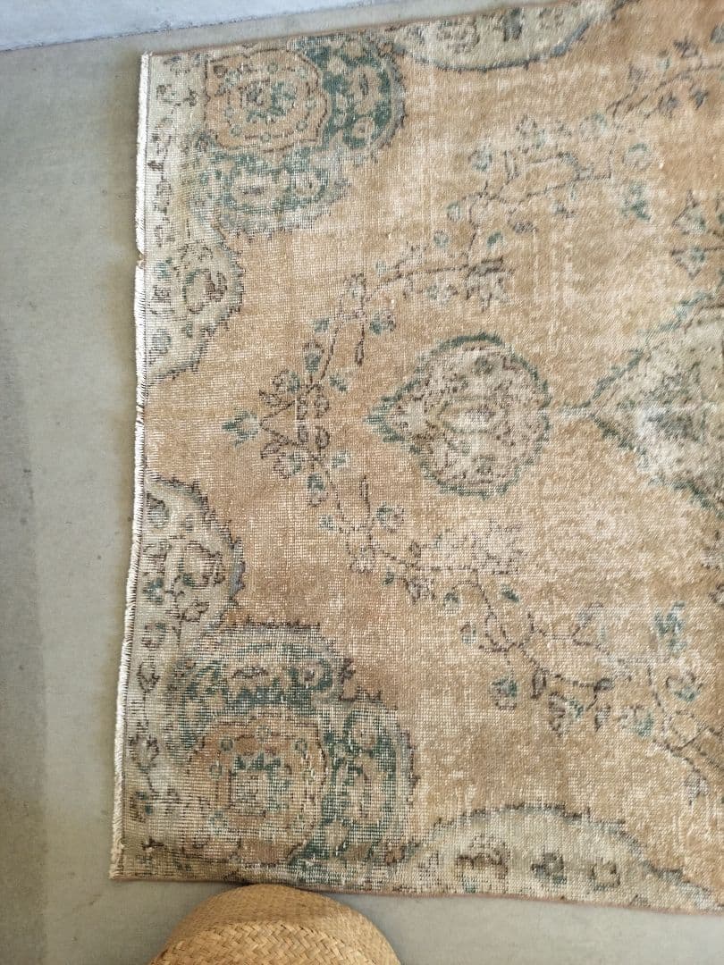 【Jessica】くすみベージュとターコイズのトルコラグNo.709